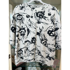 Women's DRIES VAN NOTEN Sweatshirt L White Black Floral